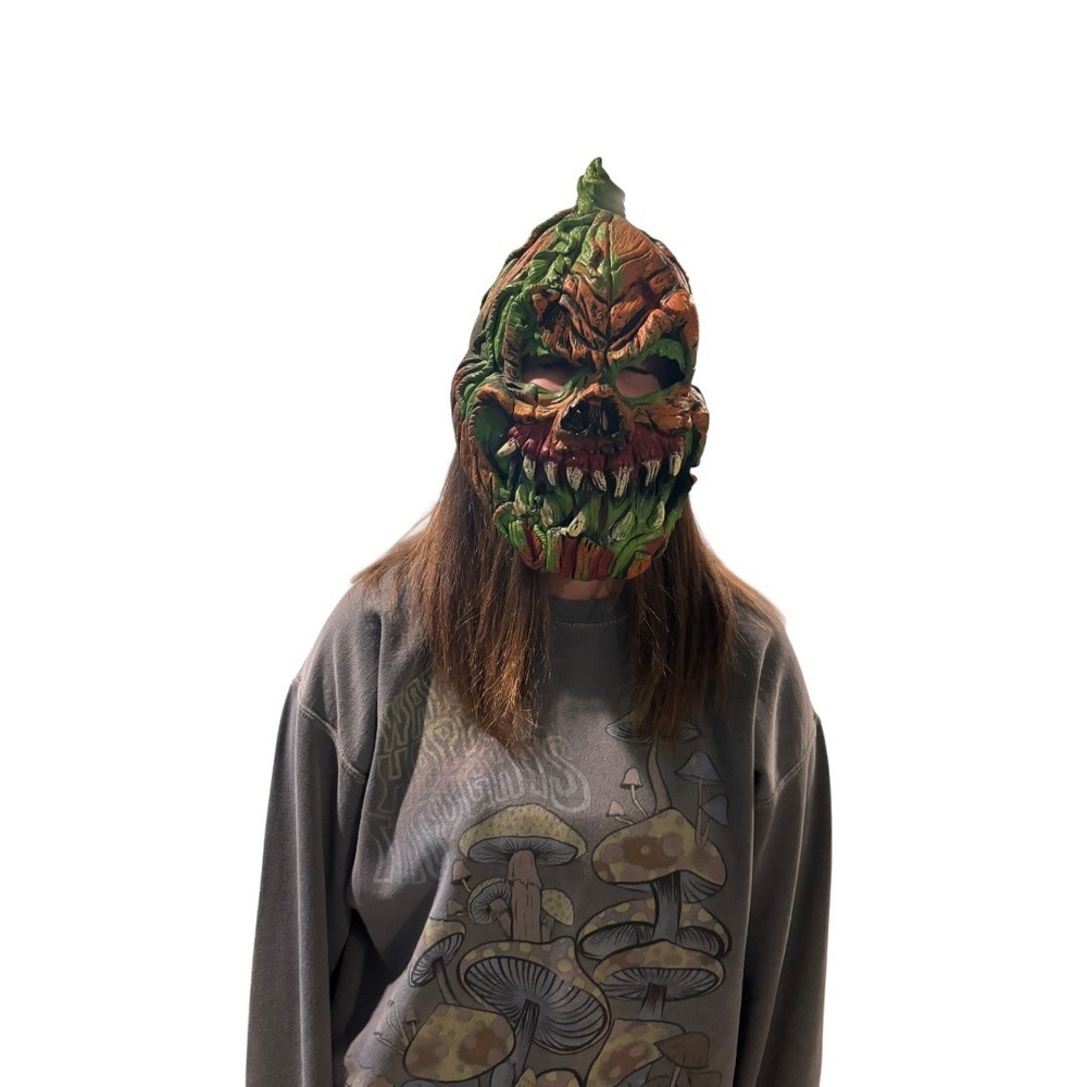 Rubies SCARY Creepy EVIL PUMPKIN MASK Jack O Lantern Halloween Costume Cosplay - Picture 2 of 4